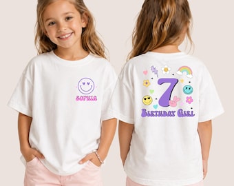 Custom Birthday Girl Shirt with Name and Age, Personalized Kids Birthday Shirt, Birthday Girl Outfit