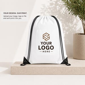 Custom Logo Drawstring Backpack | Personalized Cinch Bag for Business & Events | Custom Imagen/ Photo Backpack