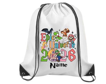 Mochila con cordón personalizada del Universo Épico – Recuerdo de Universal Studios