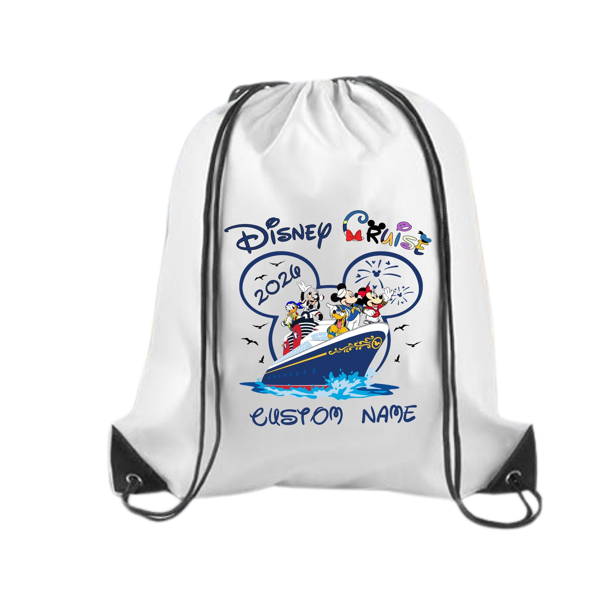 Disney Parks Disneyland Cinch Backpack Mickey and Friends Embroidered Donald Disney Store Mickey Mouse & Friends Backpack Gray Minnie  main image 2