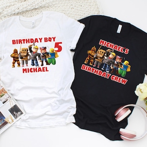 Personalized Roblox Birthday Shirt – Custom Name Roblox Tee for Kids – Matching Family Roblox T-Shirts – Gamer Party Outfit