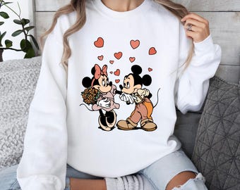Romantic Mickey and Minnie Shirt, Couple Disney Shirt, Retro Mickey and Minnie Shirt, Disneyland Love Sweatshirt, Cute Disney Lover Gift