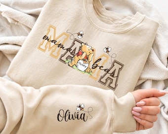 Custom Mama Bear Sweatshirt, Mama Est with Kid Name on Sleeve, Personalized Mom Gift, Custom Mothers Day Gift, Grandma Bear Sweatshirt