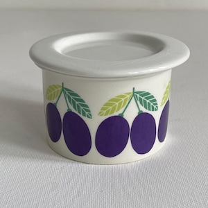 vintage 60s Arabia Finland Pomona jam preserve pot jar plums Finnish BEAUTIFUL