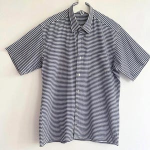 Vintage 70s 80s Vuokko striped shirt short sleeves mens blue white Marimekko jokapoika era