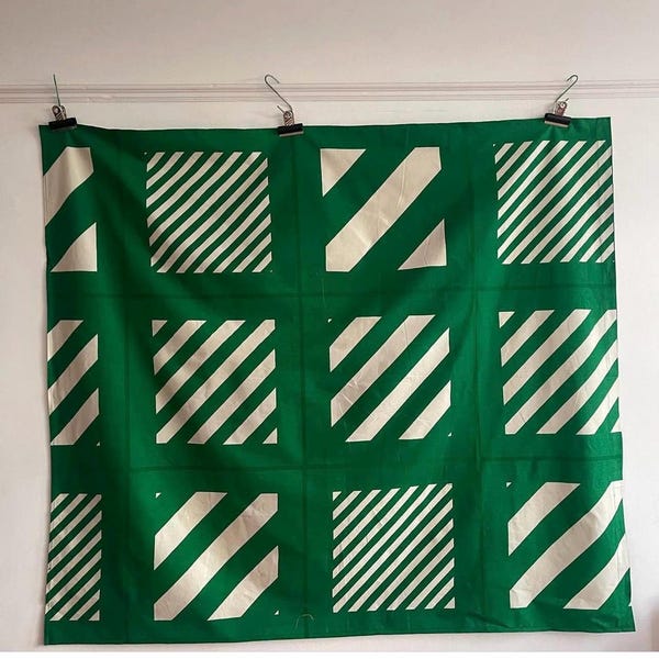 Vintage 60s 70s Finnish fabric Tampella diagonal stripe pop op art