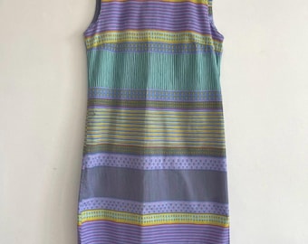 Vintage jaren 80, jaren 90 Marimekko hemd zonnejurk paarse piccolostreep