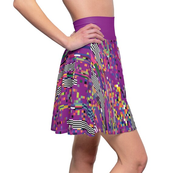 Digital Pixelated Computer Nerd - Women's Skater Skirt 80s