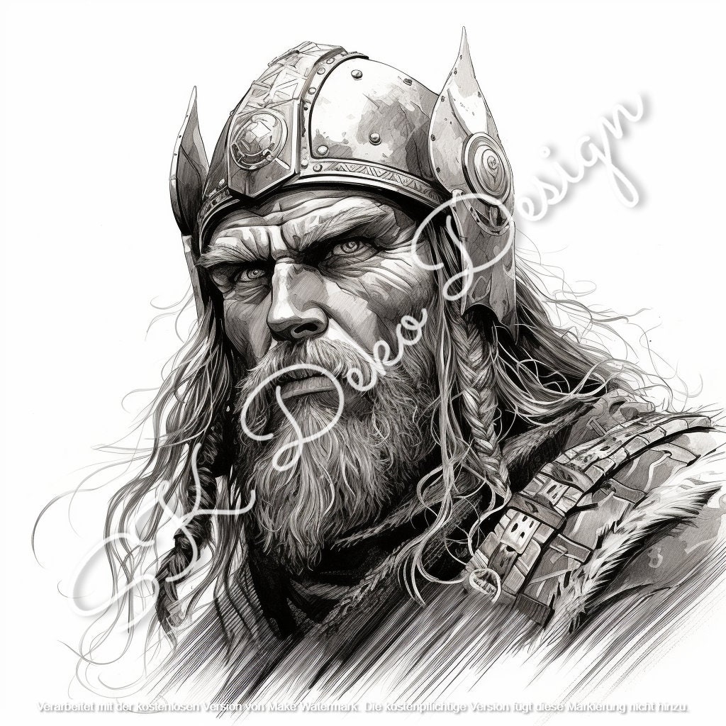 Viking Wall Art Black & White Etsy