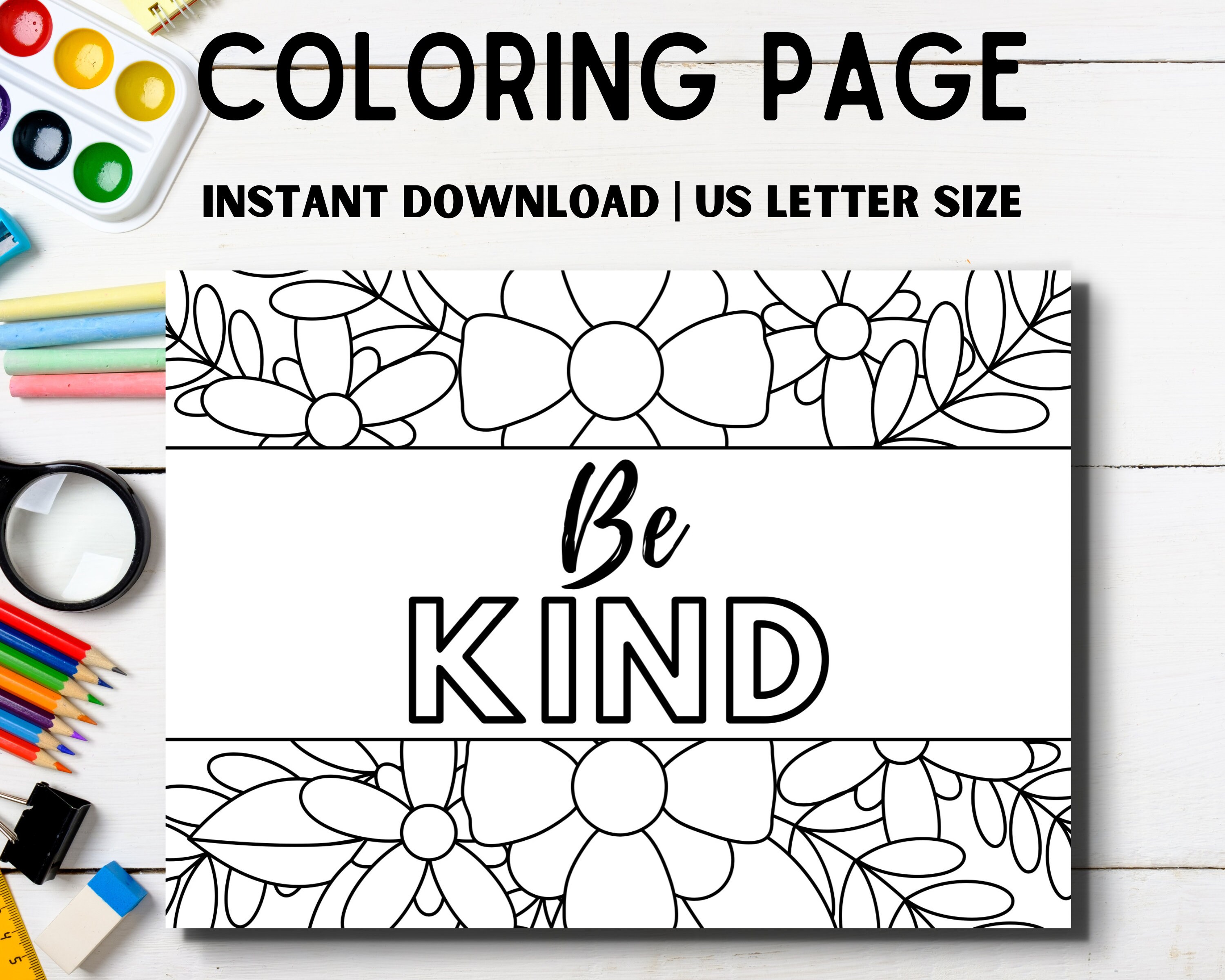 Be Kind Coloring Page - Etsy