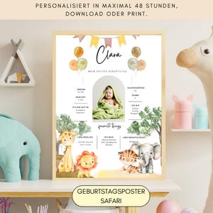 Geburtstagsposter, Personalisiert. Thema: Safari
