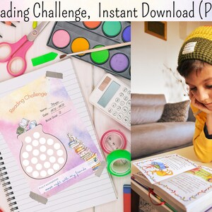 Reading Challenge print out, Instant Download, pink