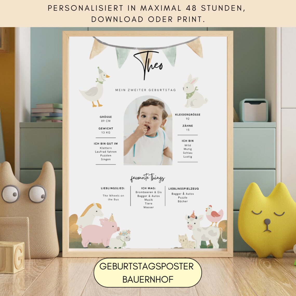 Personalisiertes Geburtstagsposter – Champagnerfarben, 30x90 Cm, Für 18., 30., 50. Etc.