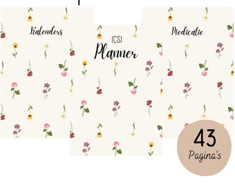 Planificador de ICSI con flores | digital | descarga | planificador de fertilidad | plan de tratamiento de fertilidad | diario de ICSI | calendario | agenda
