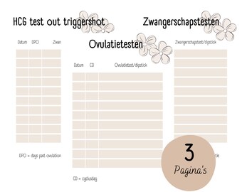 Pruebas de ovulación y embarazo con flores beige | digitales | descarga | IIU | FIV | ICSI | TTC | tratamiento de fertilidad | diario | calendario