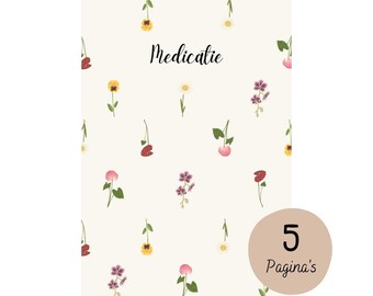 Planificador de medicamentos con flores | digital | descarga | IIU | FIV | ICSI | planificador de fertilidad | concepción | trayectoria de fertilidad | diario | calendario