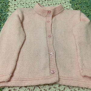 Hand Knit Pink Button-Down Collared Kids Wool Sweater