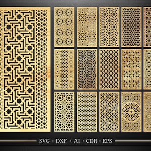 Panel decorativo árabe, Diseños modernos de paneles cortados con láser - Archivos digitales para CNC y corte láser