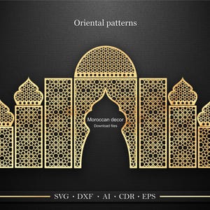 Arco nuziale islamico marocchino decorativo, disegni moderni di pannelli tagliati al laser - File digitali per taglio CNC e laser
