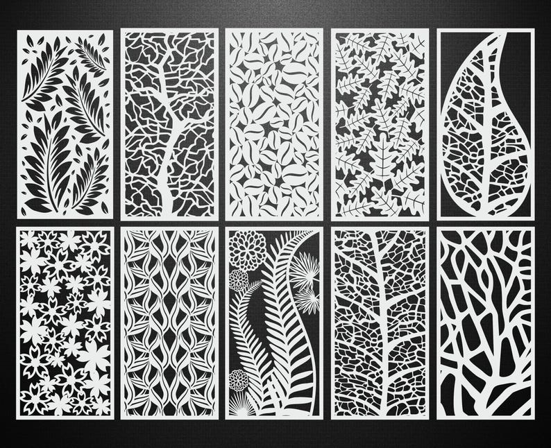 Set of 20 Modern Panels Tropical Pattern, Metal Flower Fence, Room ...