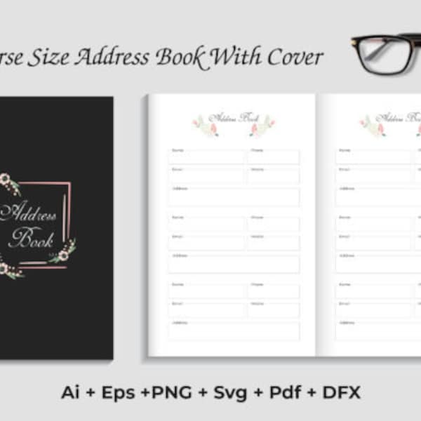 Purse Size Small Address Book with Cover,Address Book Printable