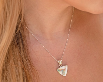 FIRE OPAL NECKLACE - White Fire Opal Pendant and Sterling Silver Chain - 614PD