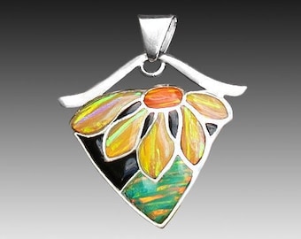 SUNFLOWER Necklace - Yellow Opal Necklace - Orange Opal Necklace - Green Opal Necklace sunflower jewelry sunflower pendant opal jewelry