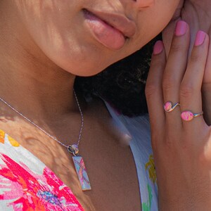 PINK OPAL NECKLACE - Pink and White Fire Opal Pendant and Chain - Long Pendant 766PD - Pink Opal Pendant afbeelding 5