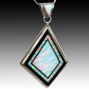 FIRE OPAL NECKLACE - 280L - Large White Fire Opal Pendant and Chain