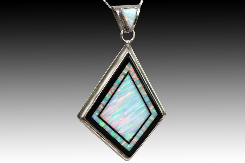 FIRE OPAL NECKLACE - 280PD White Fire Opal Pendant and Chain image 1