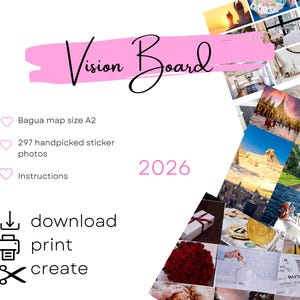 Feng Shui Vision Board Kit 2026, Bagua Map (Digital Download) Manifestation Law of attraction