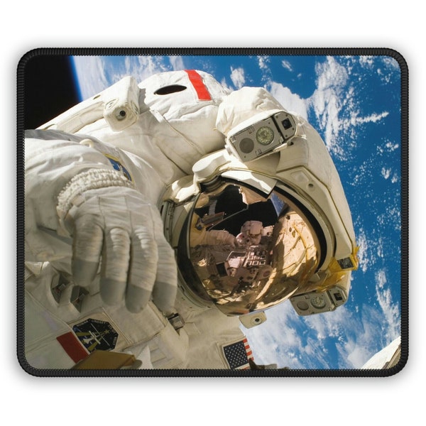 Astronaut in Space Suit above Earth - Gaming Mouse Pad