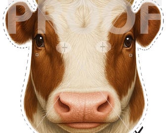 Printable Farm Cow Mask: Kids Costume Party Mask (Digital Download)