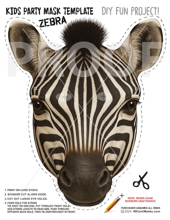 Zebra Mask Template Printable