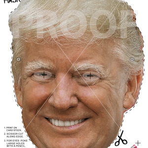 Masque d'Halloween imprimable - Design PRESIDENT TRUMP | Télécharger et imprimer | Masque d'Halloween amusant et facile | 99 cents à télécharger | Masque de fête costumé