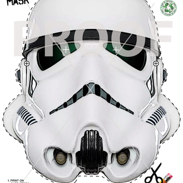 Printable Halloween Mask - STORM TROOPER Design | Download and Print | Fun and Easy Halloween Mask | 99 Cent Download | Costume Mask