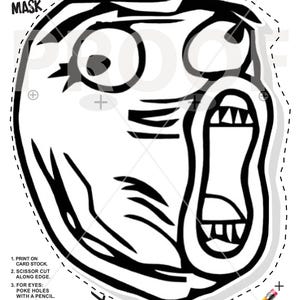 Printable Halloween Mask - Popular LOL FACE MEME | Download and Print | Fun and Easy Halloween Mask | 99 Cent Download | Costume Mask