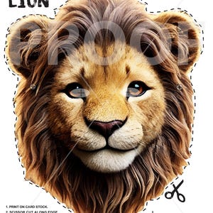 Printable KIDS PARTY Mask - Realistic LION Mask | Download and Print ...