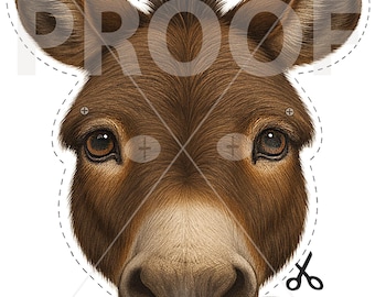 Printable Donkey Mask: Kids Costume Party Mask (Digital Download)