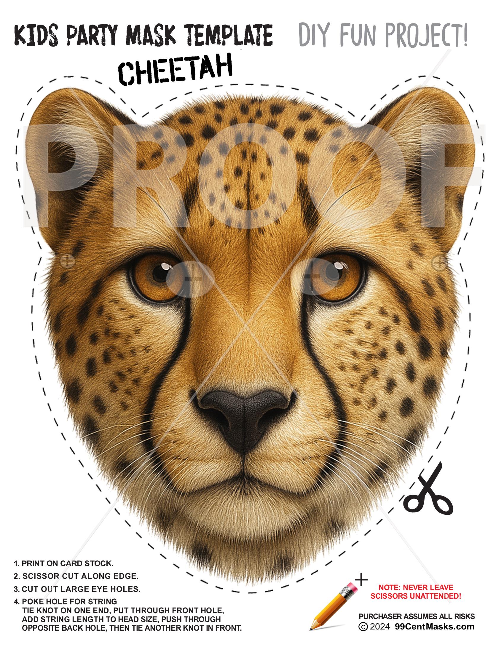 Printable Cheetah Mask: Kids Costume Party Mask (digital Download) - Etsy