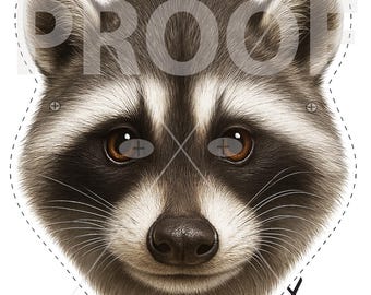 Printable RACOON Mask: Kids Costume Party Mask (Digital Download)
