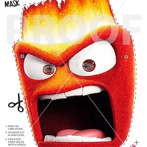 Máscara de Halloween imprimible - Máscara ANGER INSIDE OUT / Descargar e imprimir / Máscara de Halloween divertida y fácil / Descarga de 99 centavos / Máscara de disfraz