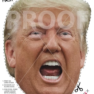 Masque d'Halloween imprimable - Design PRESIDENT TRUMP | Télécharger et imprimer | Masque d'Halloween amusant et facile | 99 cents à télécharger | Masque de fête costumé