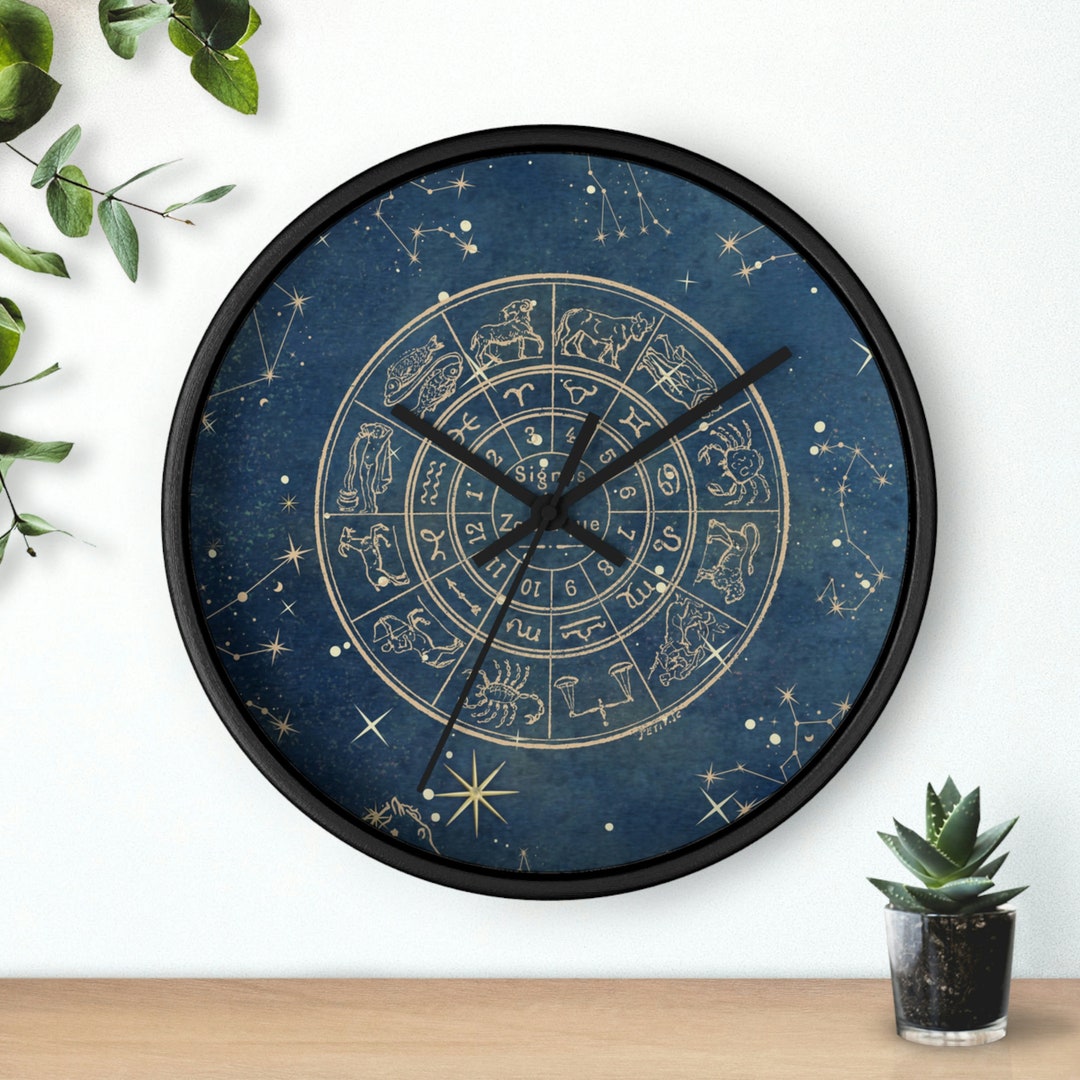 Astrology Zodiac Wheel Wall Clock Etsy