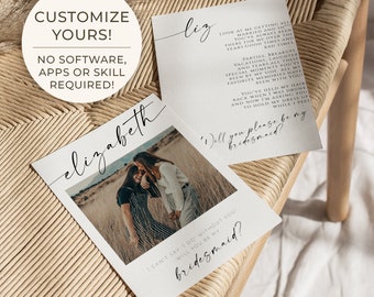 Custom Will You Be My Bridesmaid Proposal Card Modern Minimalist Wedding Invites Rustic Wedding Supplies Maid of Honor Save the Date