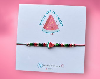 Wassermelonen-Armband - Trendy, lebendiger String-Schmuck, ideales, lustiges Valentinstagsgeschenk für Sie / Ihn, Geschenk zum Galentines-Tages für Freunde