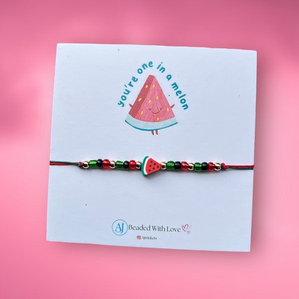 Bracelet pastèque - Bijoux ficelle tendance et vibrants, cadeau idéal et amusant de Saint-Valentin pour lui/elle, cadeau de la Saint-Valentin pour des amis