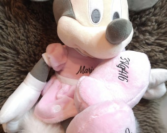 Peluche minnie personnalisée, cadeau de naissance,