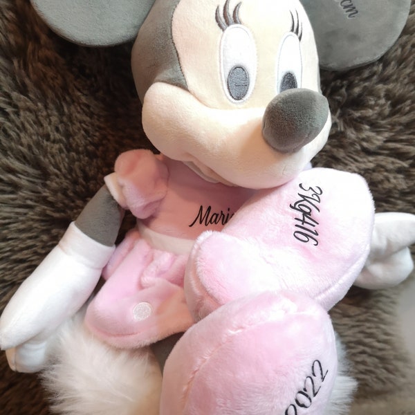 Peluche minnie personnalisée, cadeau de naissance,