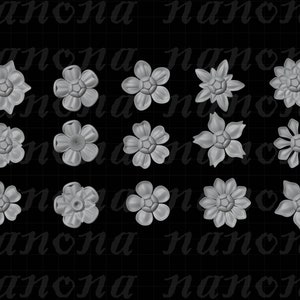 15 Flowers STL file 3d printing model, Jewellery DIY, Valentine's Day Gift to Her, For Lovers, Spring Flowers Digital Download